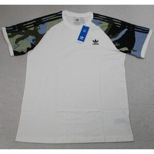 Adidas Originals Shirt Mens Large White Camo Cali Tee Raglan Trefoil Logo